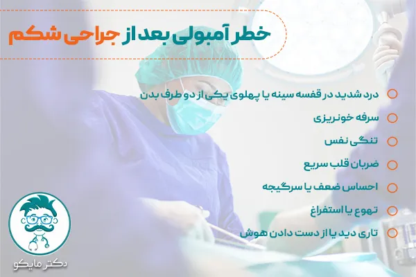 خطر آمبولی بعد از جراحی شکم